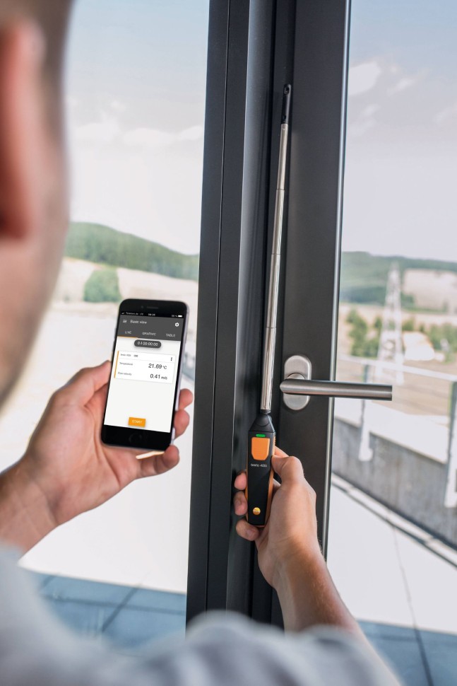 Смарт-зонд testo 405 i - Термоанемометр с Bluetooth, управляемый со смартфона/планшета