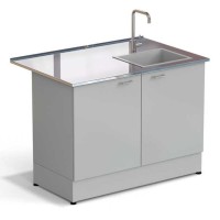 Стол-мойка ЭКРОС 1200х800х900 мм, чаша стеклопластик справа, раб. поверхность - НЕРЖАВЕЮЩАЯ СТАЛЬ