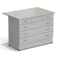 Стол-тумба ЭКРОС 1200х800х900 мм 2 ящика + 3 ящика, раб. поверхность - ЛАМИНАТ СЕРЫЙ