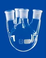 Колба четырехгорлая круглодонная Lenz 1000 мл, три боковых шлифа NS29/32 под углом 7° к центральному NS29/32, стекло