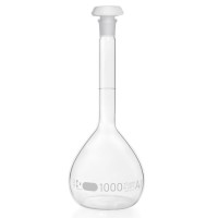 Колба мерная DURAN 1000 мл, класс А, светлое стекло, NS24/29, с пробкой (PE), с сертификатом партии