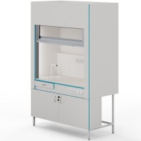 Вытяжной шкаф с сантехникой и столешницей из монолитной керамики ШВ НВК 1500 МОН+