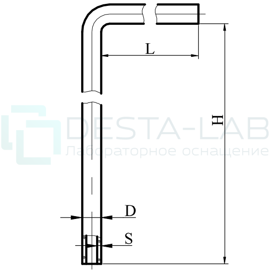Трубка подачи пара длина 150 мм ГОСТ 12068 эскиз 5-554-01