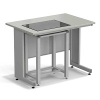Стол весовой с приставкой ЭКРОС 1200х800х900 мм, весовой стол слева, раб. поверхность - ЛАМИНАТ СЕРЫЙ