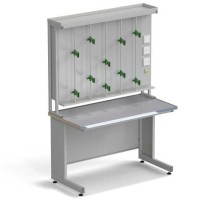 Стол титровальный ЭКРОС 1200х600х750/1735 мм, раб. поверхность - МОНОЛИТНЫЙ КЕРАМОГРАНИТ с НС бортиком