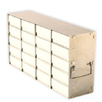 Рэк алюминиевый, с боковой загрузкой криобоксов 50 мм, 5х4