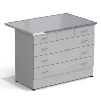 Стол-тумба ЭКРОС 1200х800х900 мм 2 ящика + 3 ящика, раб. поверхность - МОНОЛИТНЫЙ КЕРАМОГРАНИТ с НС бортиком