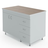 Лабораторный стол-тумба со столешницей из керамогранитной плитки Теолаб НВ-1200 СТК