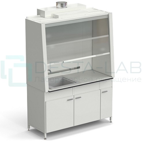Шкаф вытяжной с одной мойкой из СП и ВЗБ светильником 1520х750х2160 мм, раб. поверхность - LABGRADE