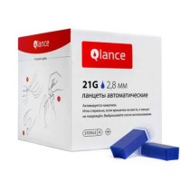 Автоматический ланцет Qlance Deep, глубина прокола 2,8 мм, игла 21G, cиний, уп. 100 шт