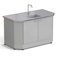 Стол-мойка торцевая ЭКРОС 1500х800х900 мм, чаша стеклопластик, раб. поверхность - МОНОЛИТНЫЙ КЕРАМОГРАНИТ с НС бортиком