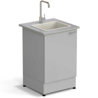 Стол-мойка ЭКРОС 600х600х900 мм, чаша полипропилен, раб. поверхность - МОНОЛИТНЫЙ КЕРАМОГРАНИТ с ПВХ кромкой