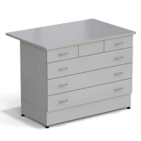 Стол-тумба ЭКРОС 1200х800х900 мм 2 ящика + 3 ящика, раб. поверхность - МОНОЛИТНЫЙ КЕРАМОГРАНИТ с ПВХ кромкой