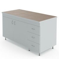 Лабораторный стол-тумба со столешницей из керамогранитной плитки Теолаб НВ-1500 СТК