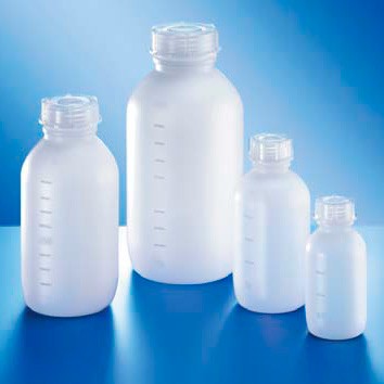 Бутыль Kautex со средним горлом 100 мл, HDPE, круглая, градуированная, естественный цвет, с винтовой крышкой