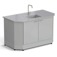 Стол-мойка торцевая ЭКРОС 1500х800х900 мм, чаша стеклопластик, раб. поверхность - МОНОЛИТНЫЙ КЕРАМОГРАНИТ с ПВХ кромкой