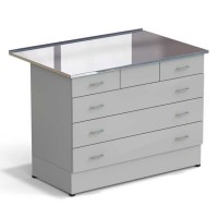 Стол-тумба ЭКРОС 1200х800х900 мм 2 ящика + 3 ящика, раб. поверхность - НЕРЖАВЕЮЩАЯ СТАЛЬ