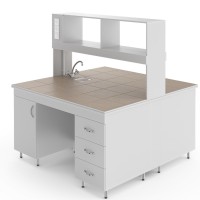 Химический островной стол со столешницей из керамогранитной плитки НВ-1500 ОКХ