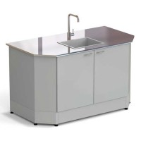 Стол-мойка торцевая ЭКРОС 1500х800х900 мм, чаша стеклопластик, раб. поверхность - НЕРЖАВЕЮЩАЯ СТАЛЬ
