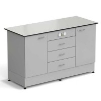 Стол-тумба ЭКРОС 1500х600х900 мм 1 дверь + 1 дверь + 3 ящика с электрикой, раб. поверхность - LABGRADE