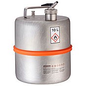 Контейнер для ЛВЖ Rötzmeier 10D, с самозакрывающимся дозатором и вентиляционным винтом, 10 л, нержавеющая сталь