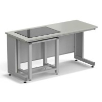 Стол весовой с приставкой ЭКРОС 1500х600х750 мм, весовой стол слева, раб. поверхность - ЛАМИНАТ СЕРЫЙ