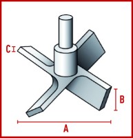 Перемешивающий элемент Bohlender пропеллерный, 4 лопасти, длина 1000 мм, 200 х 25 х 8 мм, PTFE