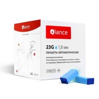 Автоматический ланцет Qlance Uni Lite, глубина прокола 1,8 мм, игла 23G, голубой, уп. 100 шт