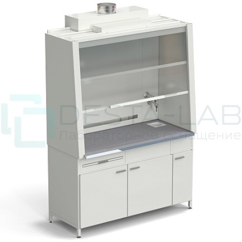 Шкаф вытяжной с подводом воды с ВЗБ светильником 1520х750х2160 мм, раб. поверхность - МОНОЛИТНЫЙ КЕРАМОГРАНИТ