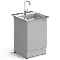 Стол-мойка ЭКРОС 600х600х900 мм, чаша стеклопластик, раб. поверхность - НЕРЖАВЕЮЩАЯ СТАЛЬ