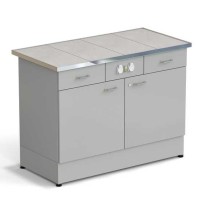 Стол-тумба ЭКРОС 1200х600х900 мм 2 двери + 2 ящика с электрикой, раб. поверхность - КЕРАМИКА с НС бортиком
