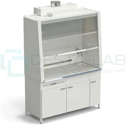 Шкаф вытяжной с подводом воды с ВЗБ светильником 1520х750х2160 мм, раб. поверхность - КЕРАМИКА