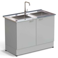 Стол-мойка ЭКРОС 1200х600х900 мм, две чаши нержавеющая сталь, раб. поверхность - НЕРЖАВЕЮЩАЯ СТАЛЬ