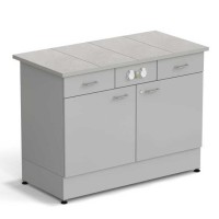 Стол-тумба ЭКРОС 1200х600х900 мм 2 двери + 2 ящика с электрикой, раб. поверхность - КЕРАМИКА с ПВХ кромкой