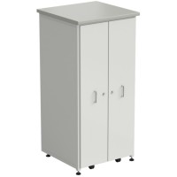 Шкаф 2 выдвижные вертикальные секции 640x630x1350 ламинат серый, белый металл