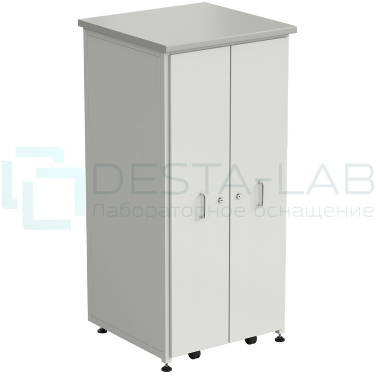 Шкаф 2 выдвижные вертикальные секции 640x630x1350 ламинат серый, белый металл