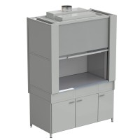 Шкаф вытяжной с коконом из стеклопластика без воды с ВЗБ светильником 1500х820х2240 мм, раб. поверхность - МОНОЛИТНЫЙ КЕРАМОГРАНИТ