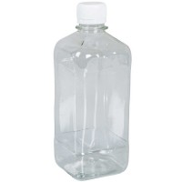 Бутылка квадратная 540 мл прозрачная с крышкой с контрольным кольцом