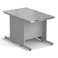 Стол островной ЭКРОС 900х1500х900 мм, раб. поверхность - МОНОЛИТНЫЙ КЕРАМОГРАНИТ с НС бортиком