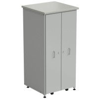 Шкаф 2 выдвижные вертикальные секции 640x630x1350 ламинат серый, серый металл