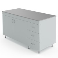 Лабораторный стол-тумба со столешницей из химстойкого пластика Теолаб НВ-1500 СТСП