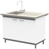 Стол-мойка на опорной тумбе из металла ЛАБ-М МО МЕ 120.75.90 РР