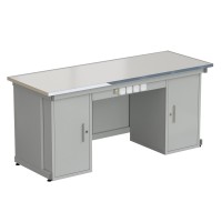 Стол демонстрационный с двумя напольными тумбами, с электрикой 2000х750х900, раб. поверхность - LABGRADE-лайт (EK_56.0573.10.18)