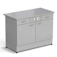Стол-тумба ЭКРОС 1200х600х900 мм 2 двери + 2 ящика с электрикой, раб. поверхность - МОНОЛИТНЫЙ КЕРАМОГРАНИТ с ПВХ кромкой