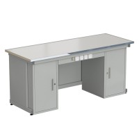 Стол демонстрационный с двумя напольными тумбами, с электрикой 2000х750х900, раб. поверхность - LABGRADE-лайт (EK_56.0573.20.18)