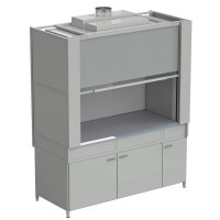 Шкаф вытяжной с коконом из стеклопластика без воды с ВЗБ светильником 1800х820х2240 мм, раб. поверхность - МОНОЛИТНЫЙ КЕРАМОГРАНИТ