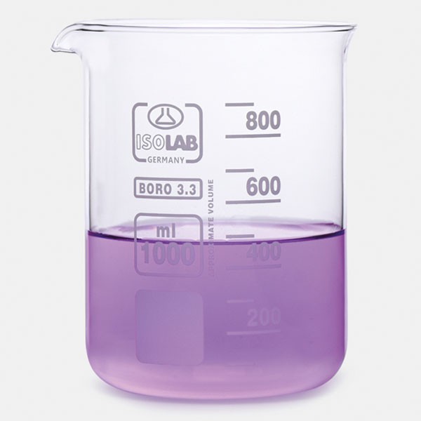 Стакан мерный ISOLAB 800 мл, низкий, с носиком, стекло