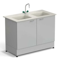 Стол-мойка ЭКРОС 1200х600х900 мм, две чаши полипропилен, раб. поверхность - ПОЛИПРОПИЛЕН