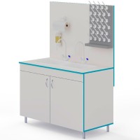 Лабораторный стол-мойка МО НВК 1200 ПП с двумя смесителями (1200×600×1650)