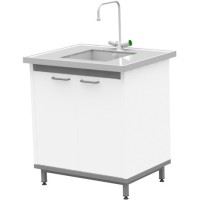 Стол-мойка на опорной тумбе из металла ЛАБ-М МО МЕ 80.65.90 РР